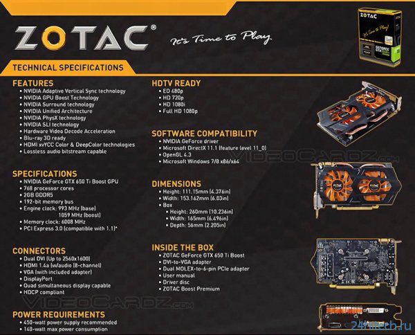Первый взгляд на видеокарту ZOTAC GeForce GTX 650 Ti Boost