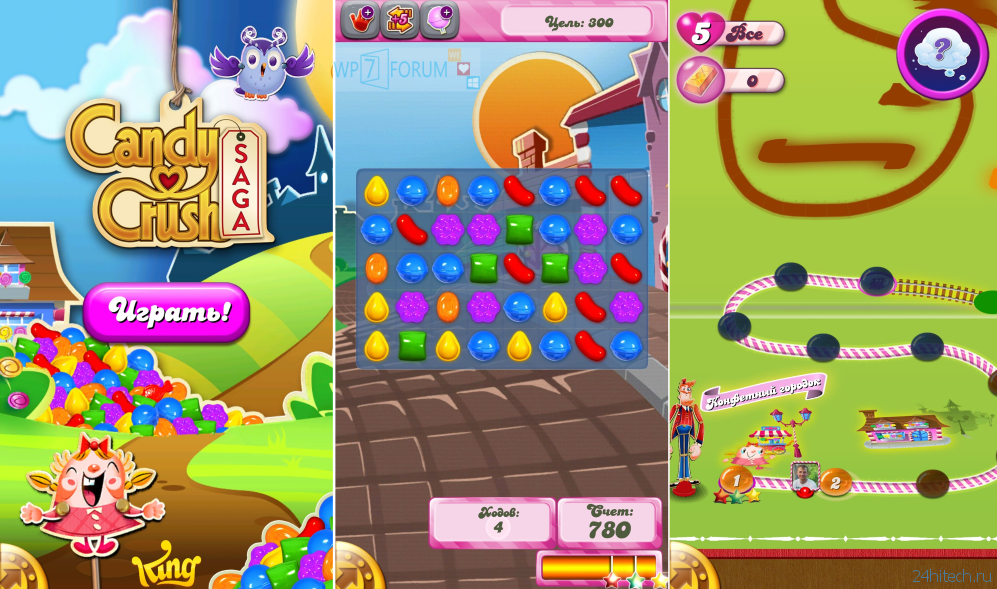 Популярная головоломка Candy Crush Saga доступна для Windows Phone 8