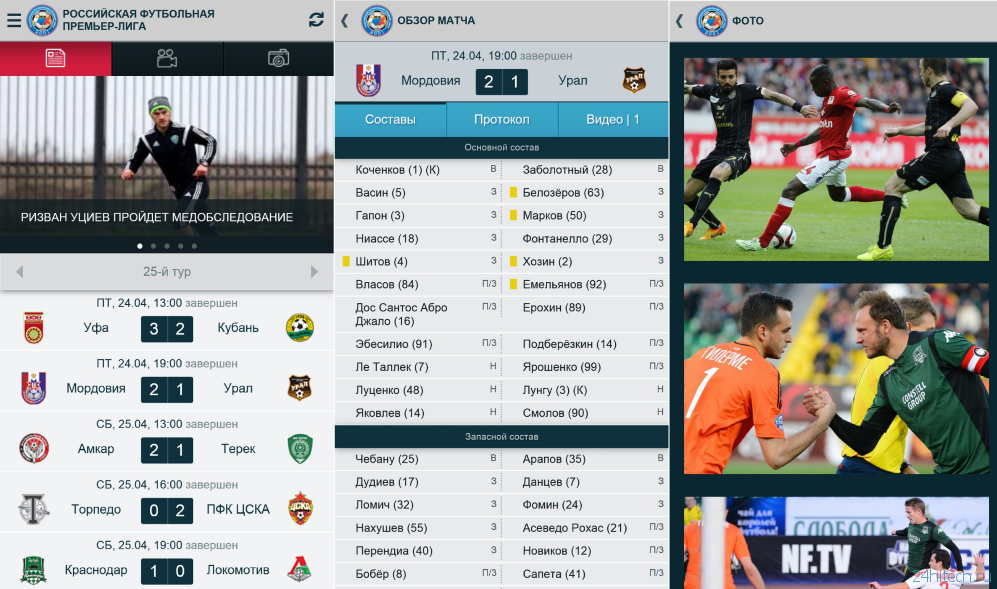 Вышло официальное приложение Российской Футбольной Премьер-Лиги для Windows Phone 8