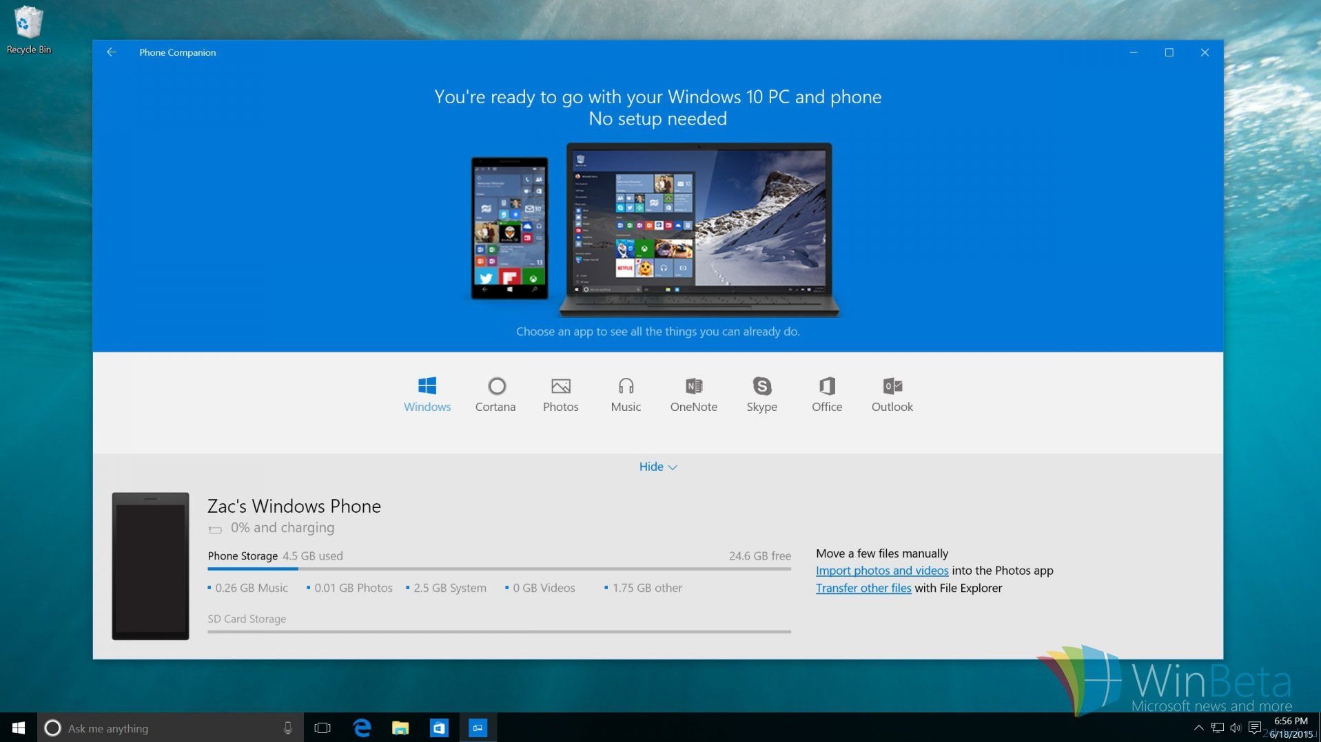 Беглый взгляд на приложение Phone Companion в Windows 10