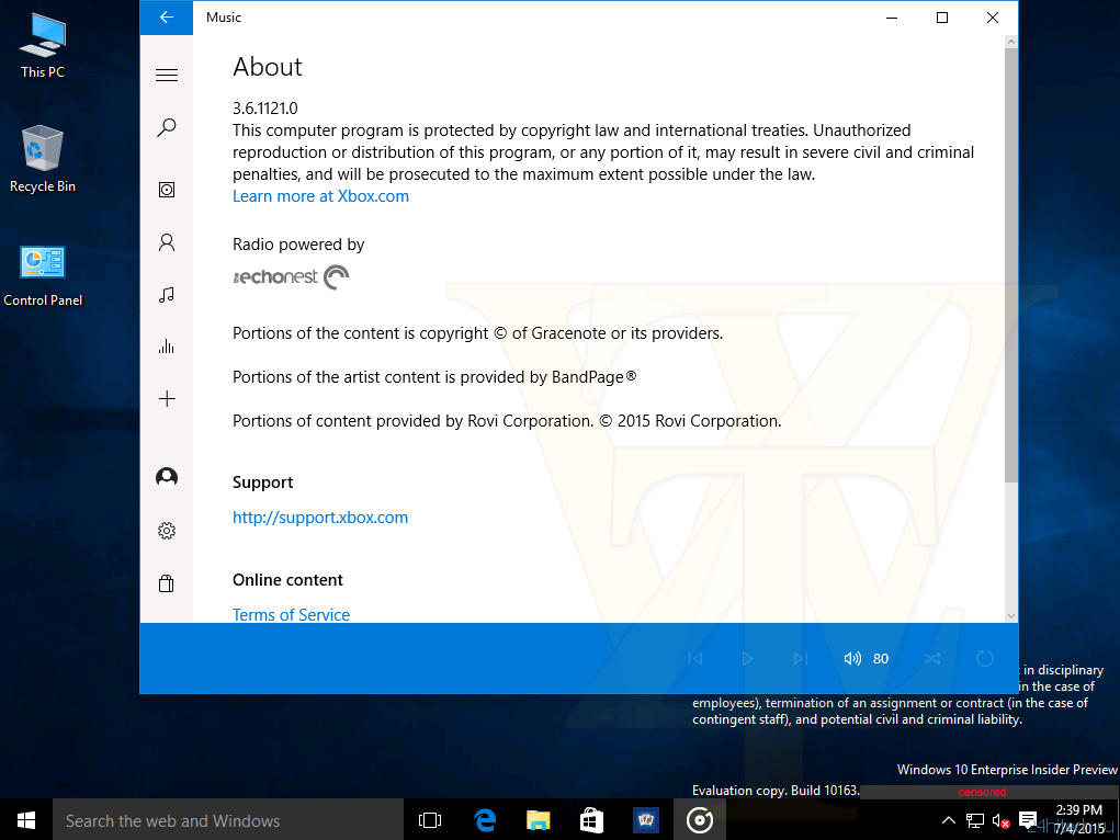 В сеть попали скриншоты сборки Windows 10 Insider Preview с номером 10163 для ПК