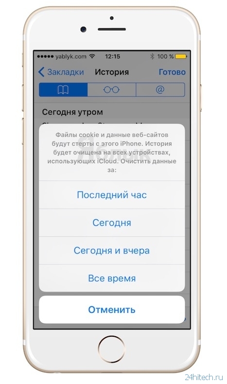 Как удалить историю браузера на айфоне