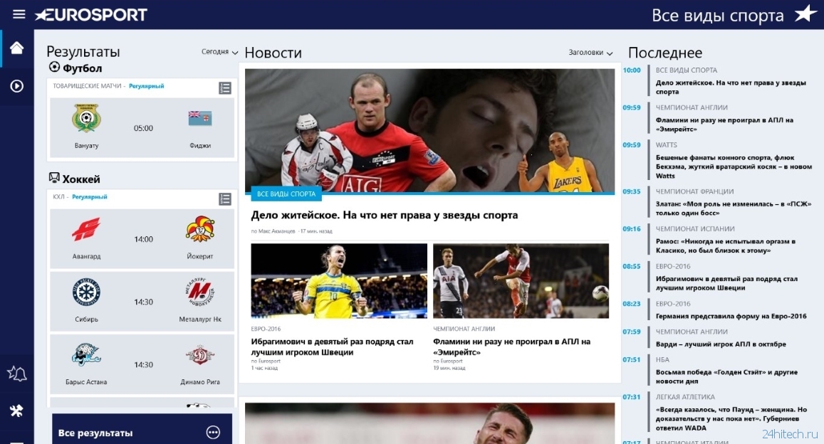 Приложение спортивного издания Eurosport получило обновление и стало универсальным