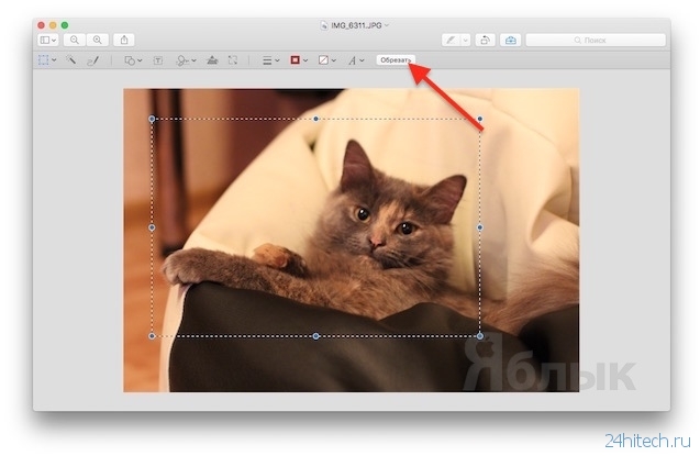 Как быстро обрезать фотографию на Mac OS X в программе Просмотр