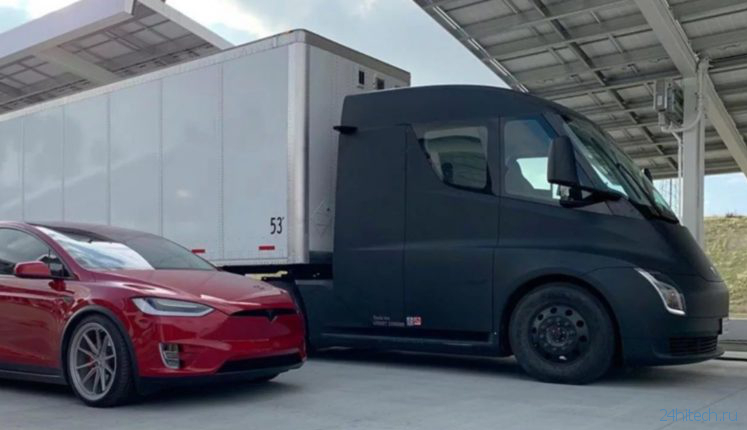 видео | Тягач Tesla Semi разгоняется на трассе до впечатляющей скорости