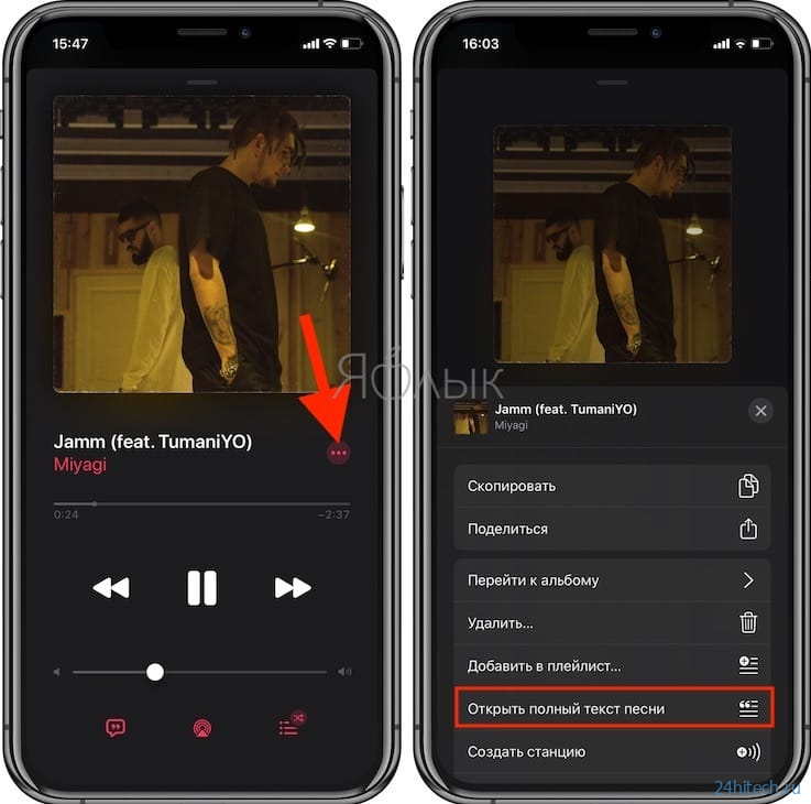 Как в Apple Music на iPhone и iPad включить режим Караоке (текст песни движется под музыку)