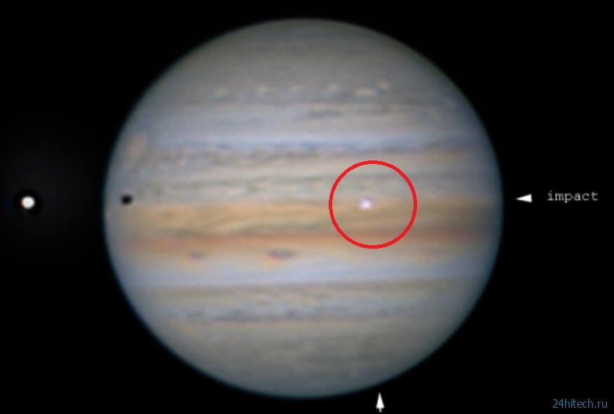 На поверхность Юпитера упал загадочный объект 