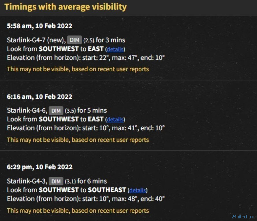 Как увидеть спутники Starlink в небе? 